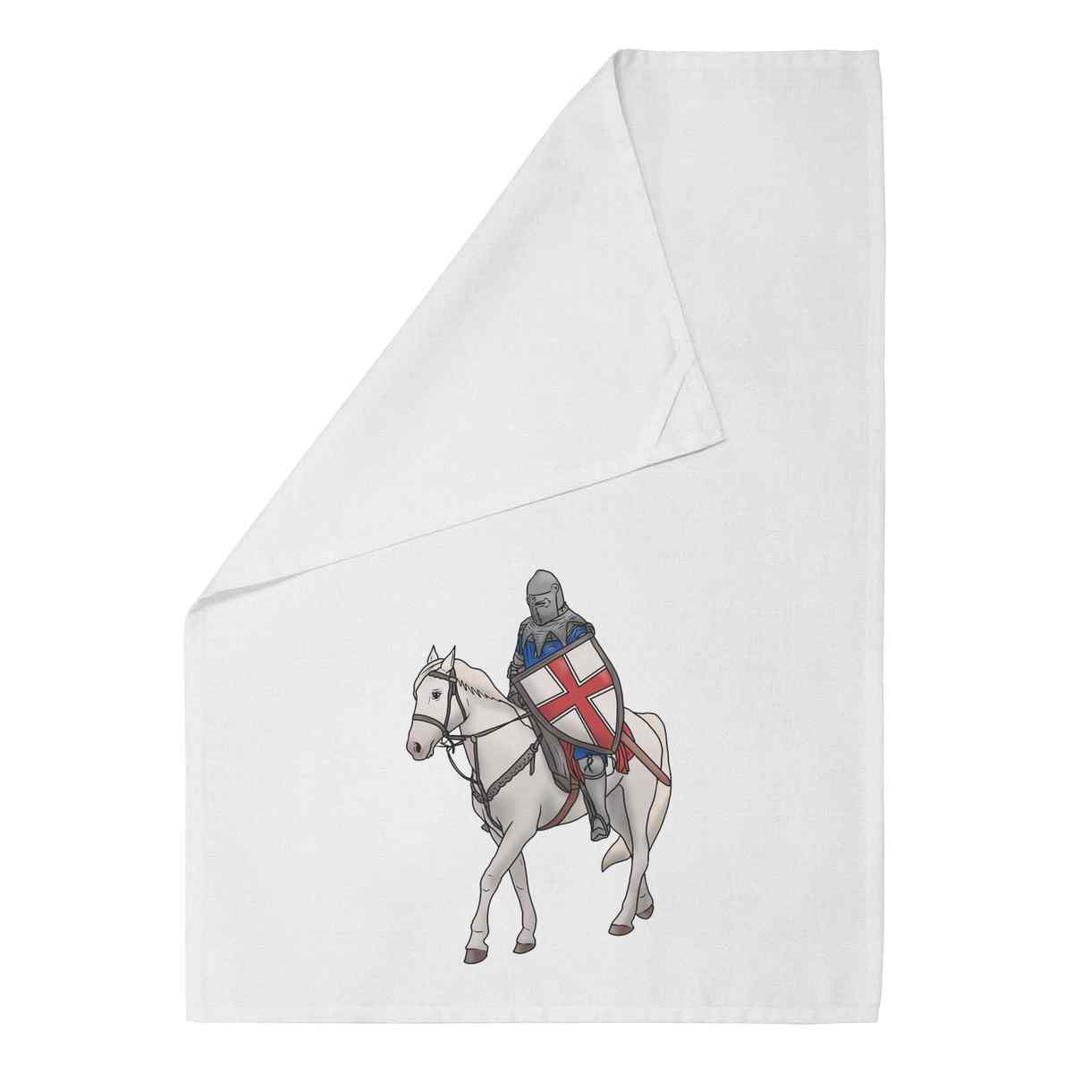'Mounted Knight' White Cotton Tea Towel / Dish Cloth (TW00025114)