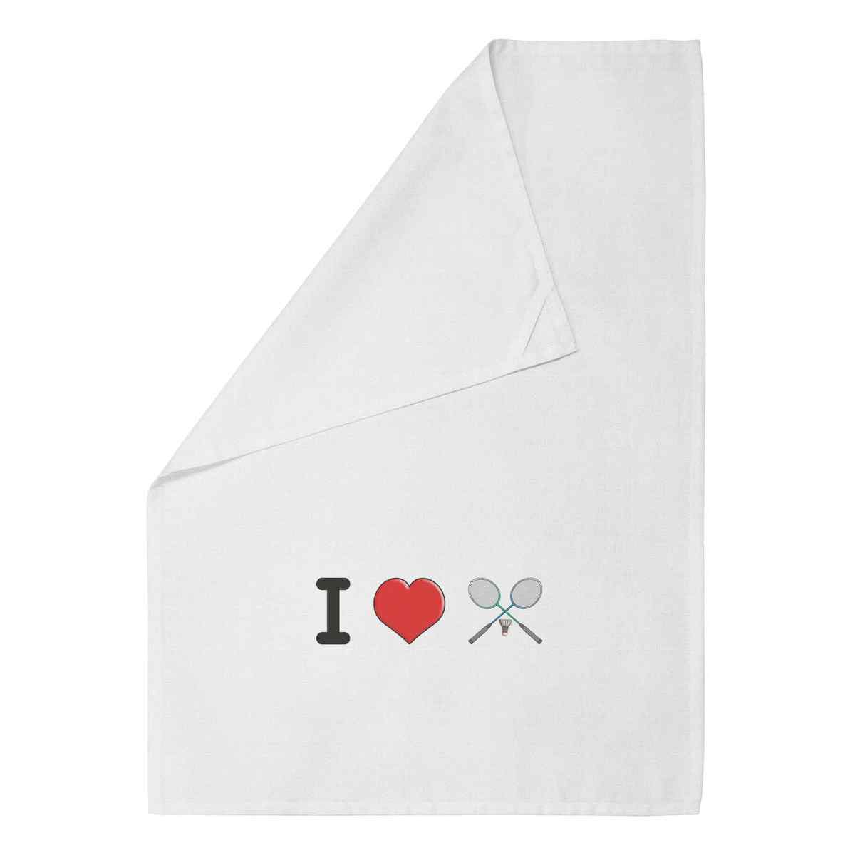'I Love Badminton' Cotton Tea Towel / Dish Cloth (TW034272)