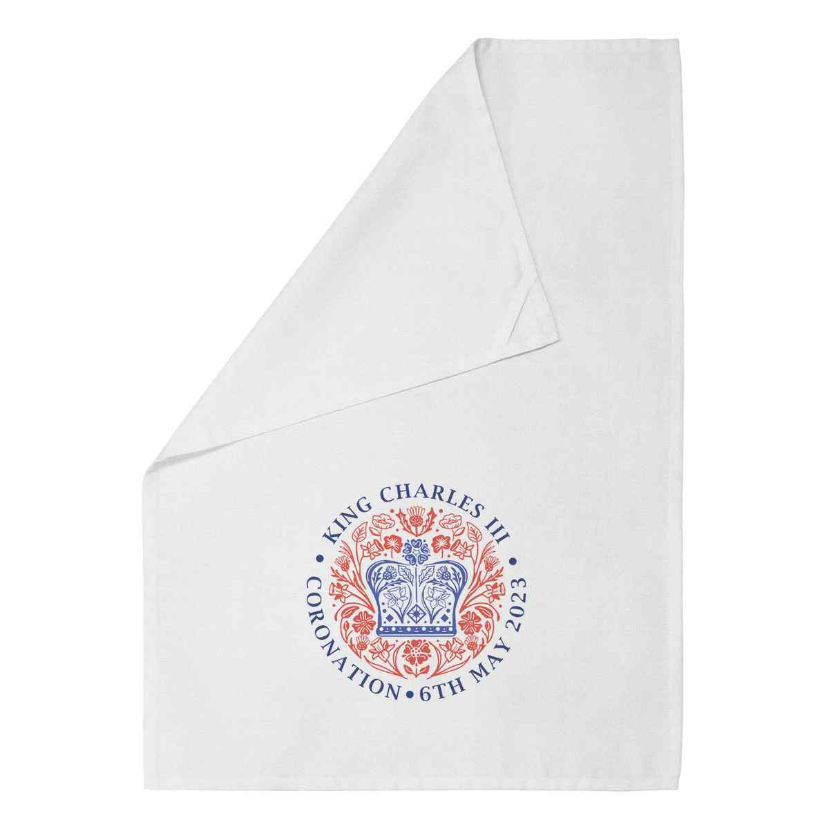 'King Charles Coronation' Cotton Tea / Dish Towel - King Charles May 2023 Emblem - For Drying, Baking, Cooking and Kitchen Decor (TW038094)