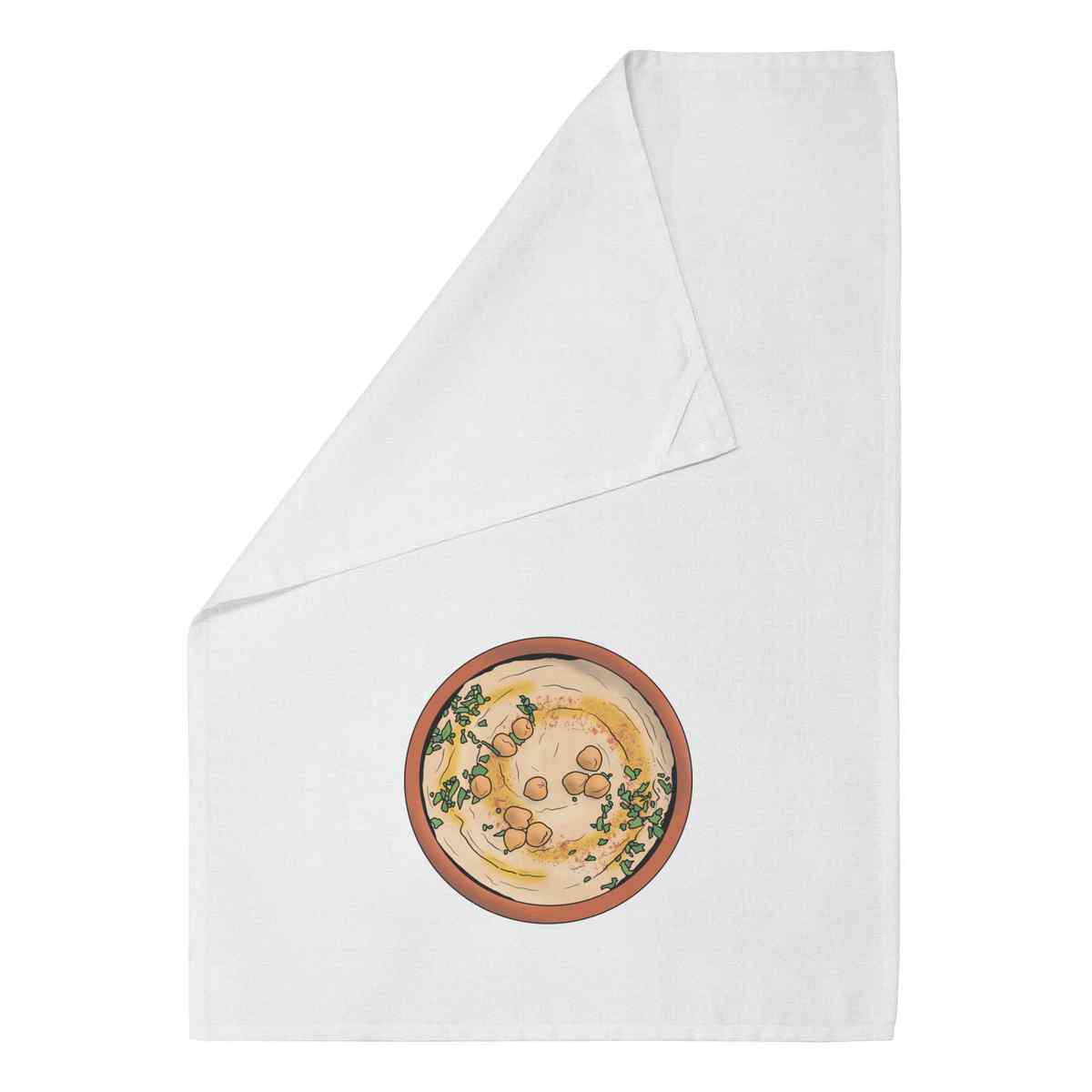 'Hummus Dish' White Cotton Tea Towel / Dish Cloth (TW00029402)