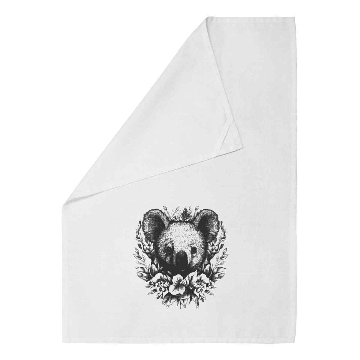 'koala' White Cotton Tea Towel / Dish Cloth (TW00031076)