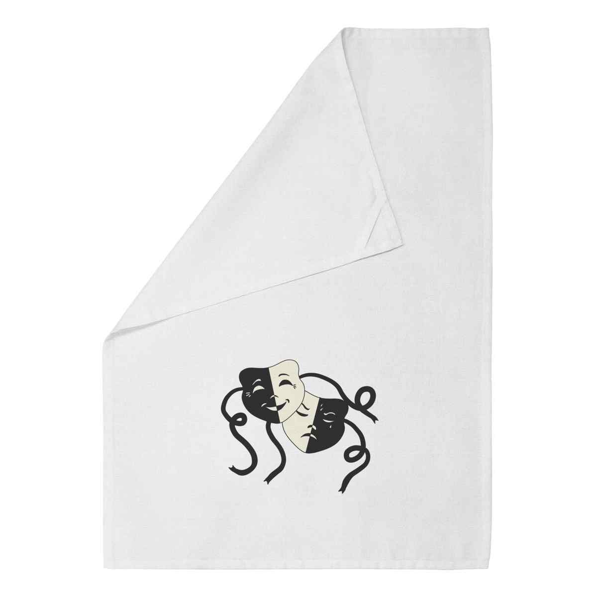 'Comedy and Tragedy Masks' White Cotton Tea Towel / Dish Cloth (TW00033388)