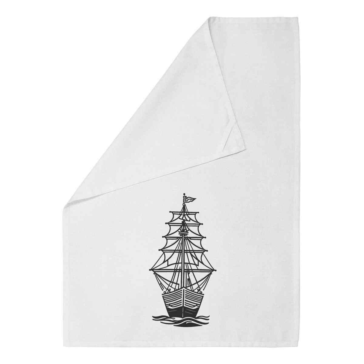 'Sailing Ship At Sea' Cotton Tea Towel / Dish Cloth (TW043839)