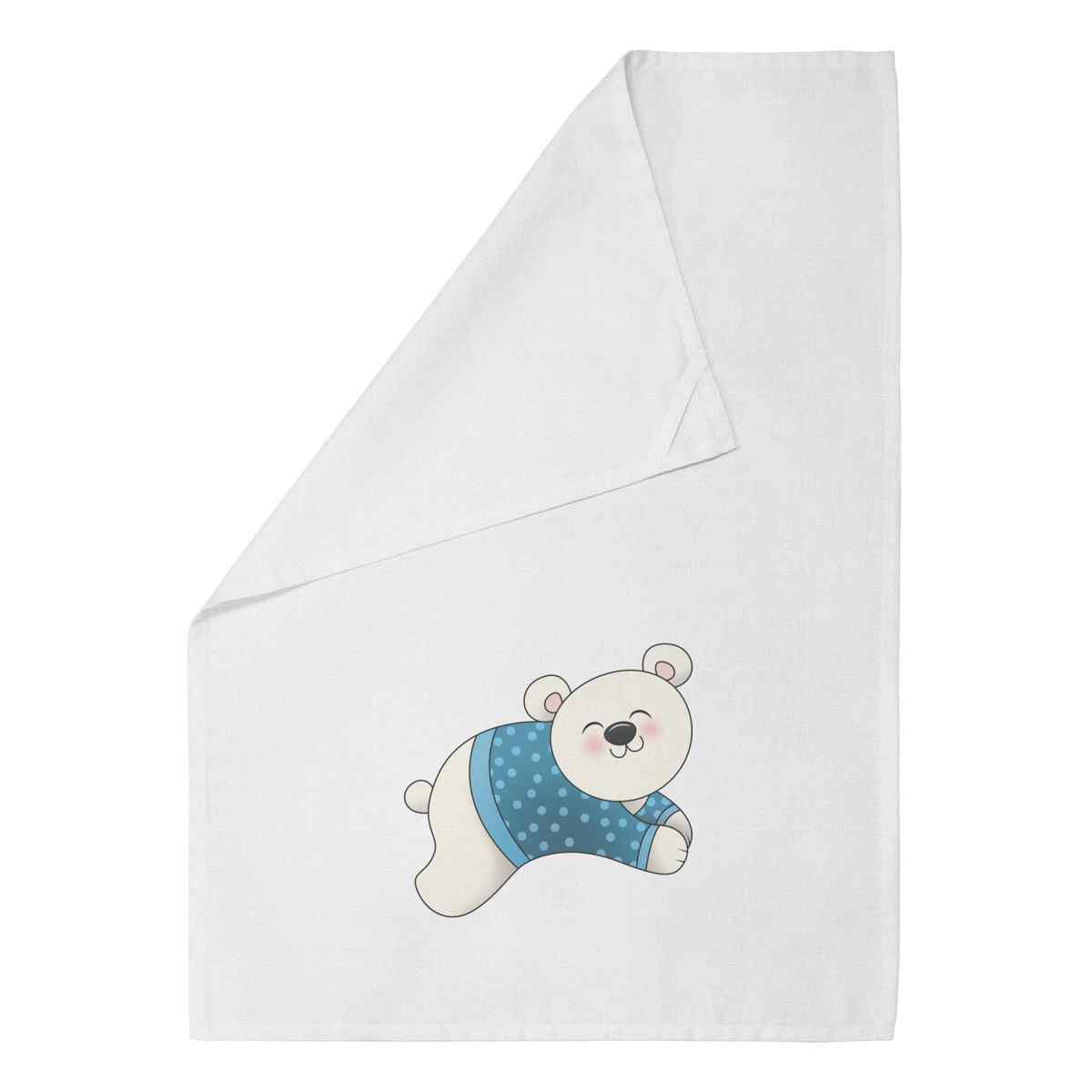 'Winter Wear Polar Bear' Cotton Tea Towel / Dish Cloth (TW043893)