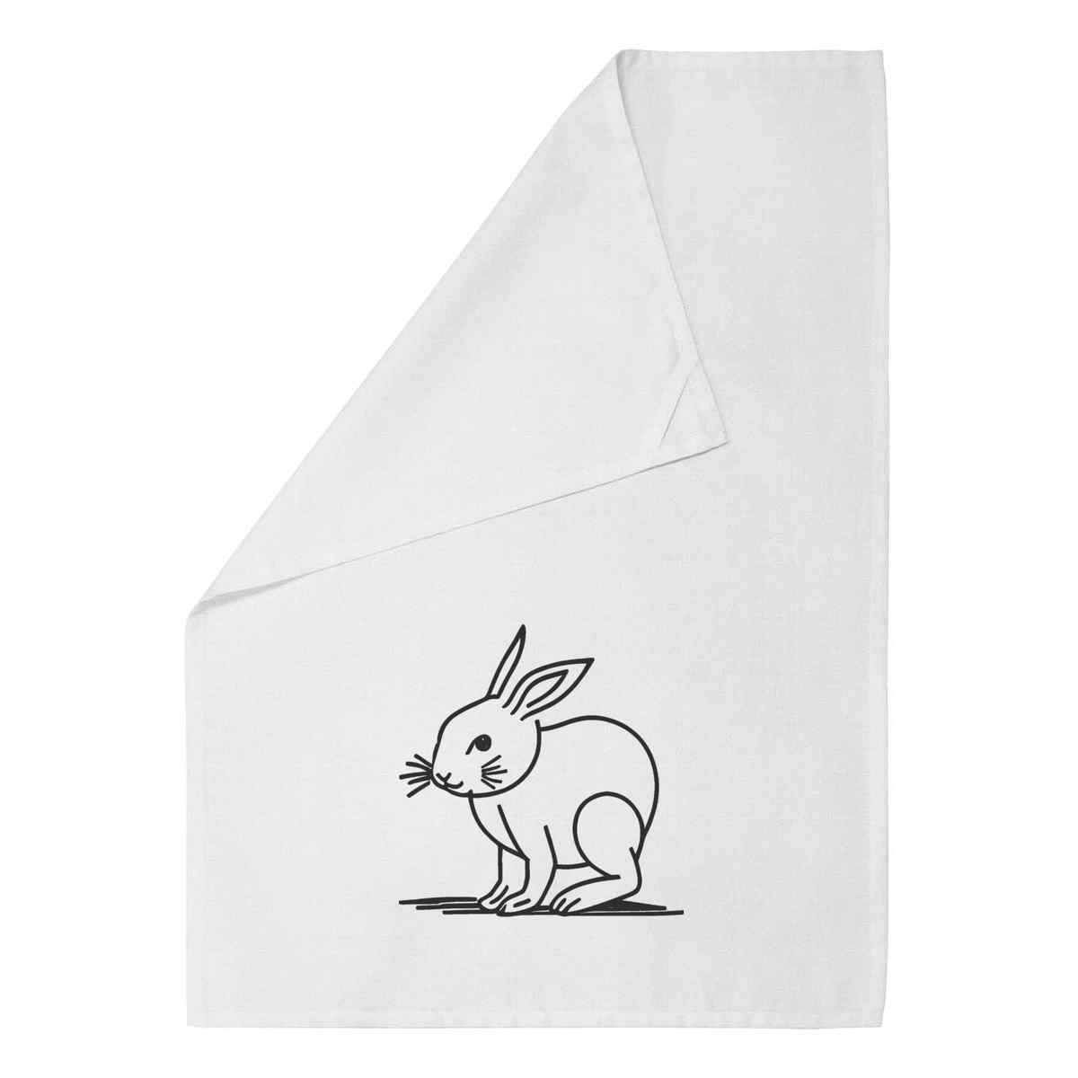 'Sitting Bunny Rabbit' Cotton Tea Towel / Dish Cloth (TW043938)