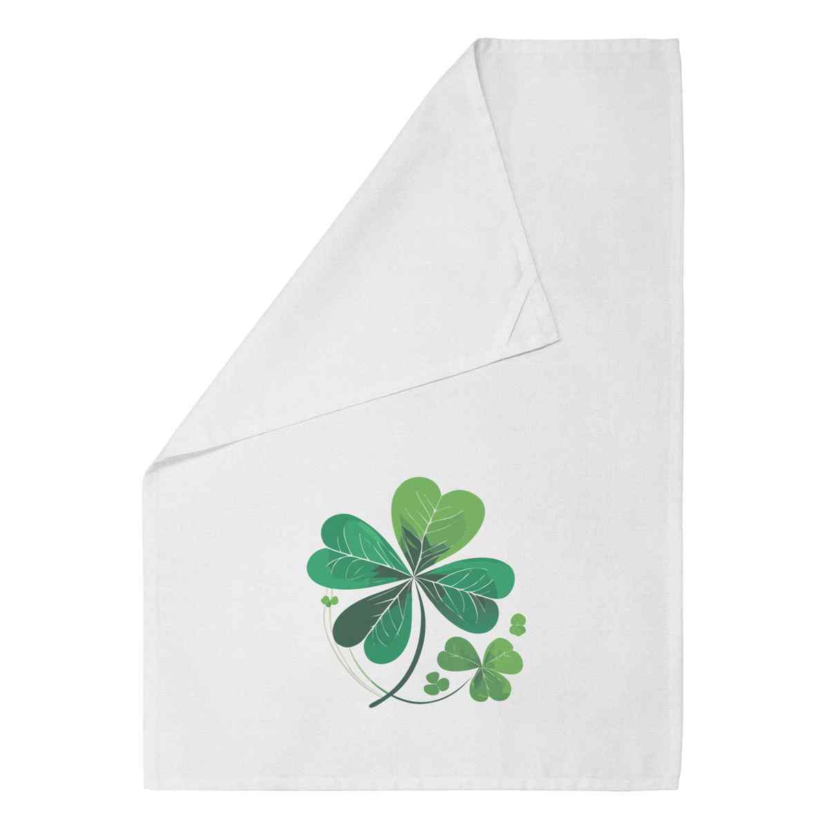 'Green Clover Leaves' Cotton Tea Towel / Dish Cloth (TW045323)