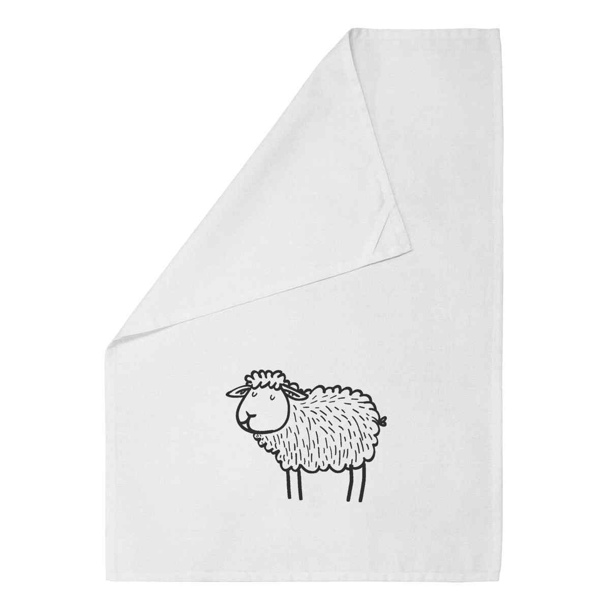 'Content Sheep' Cotton Tea Towel / Dish Cloth (TW046441)