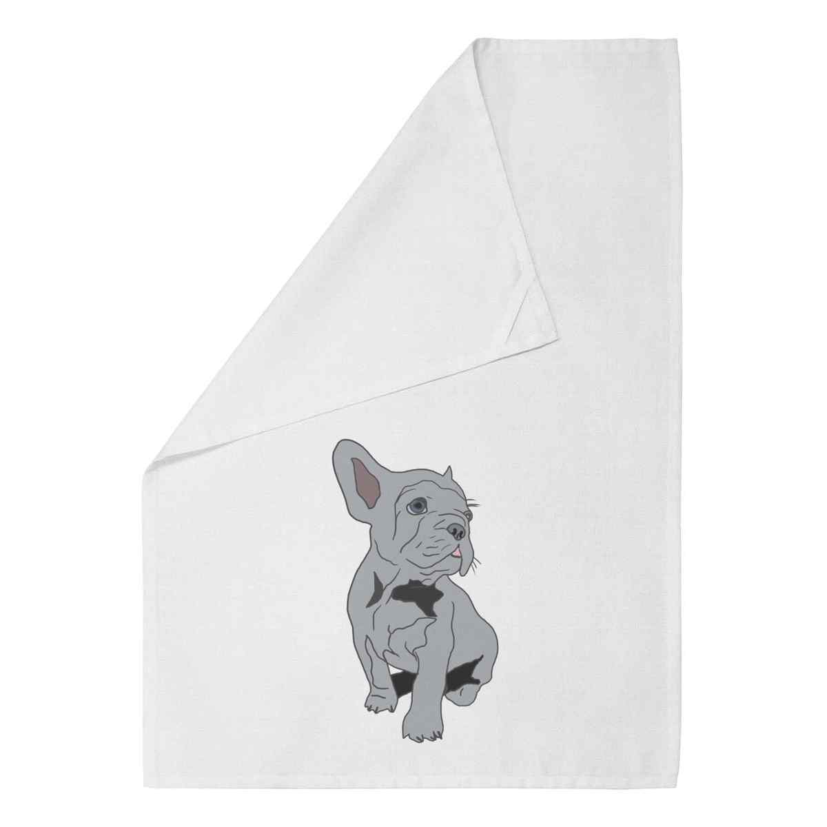 'Grey French Bulldog Puppy' Cotton Tea Towel / Dish Cloth (TW046588)