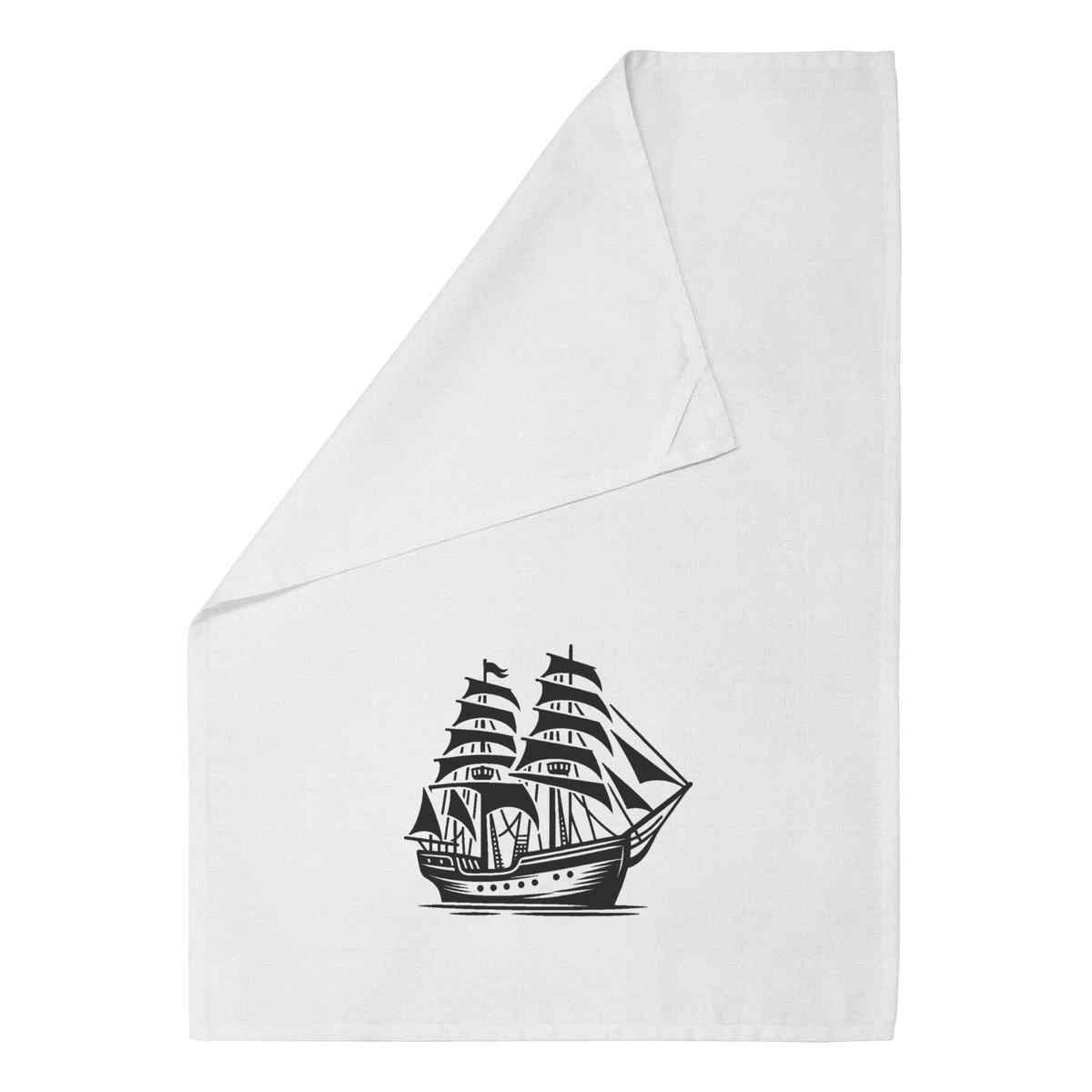 'Vintage Sailing Ship' Cotton Tea Towel / Dish Cloth (TW047053)