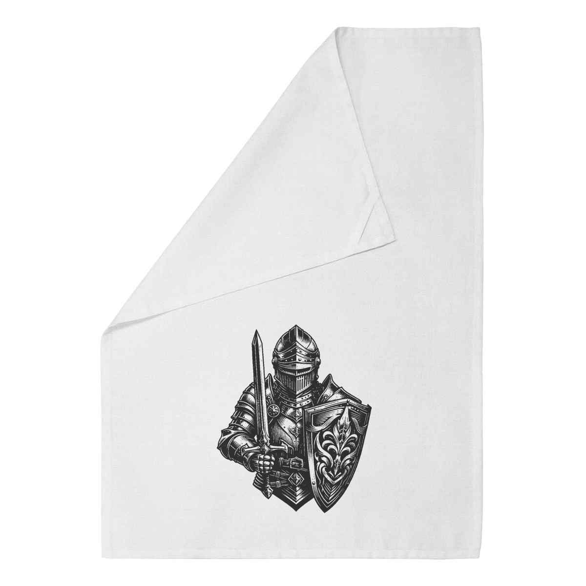 'Gallant Knight' White Cotton Tea Towel / Dish Cloth (TW00036562)
