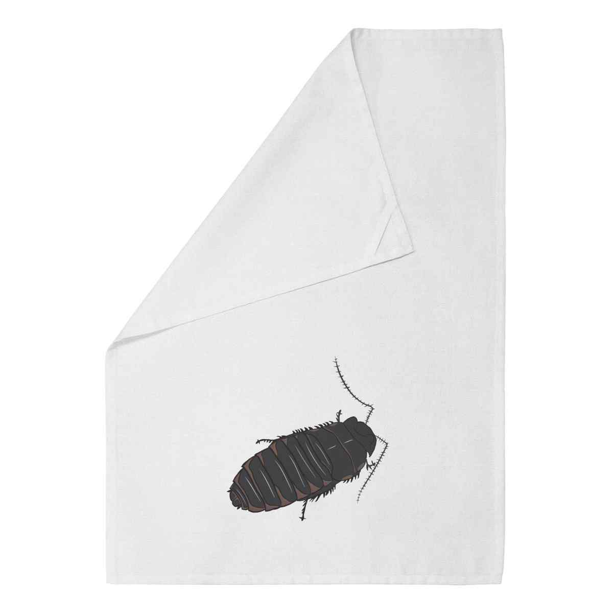 'Curious Hissing Cockroach' White Cotton Tea Towel / Dish Cloth (TW00037024)