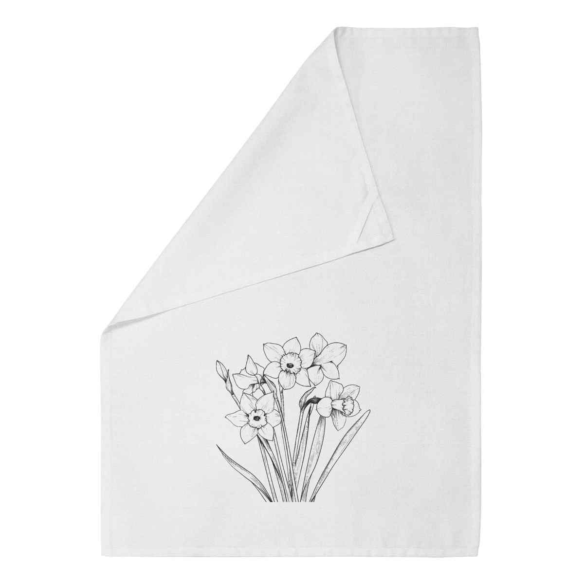 ' Boquet of Daffodils' White Cotton Tea Towel / Dish Cloth (TW00038188)
