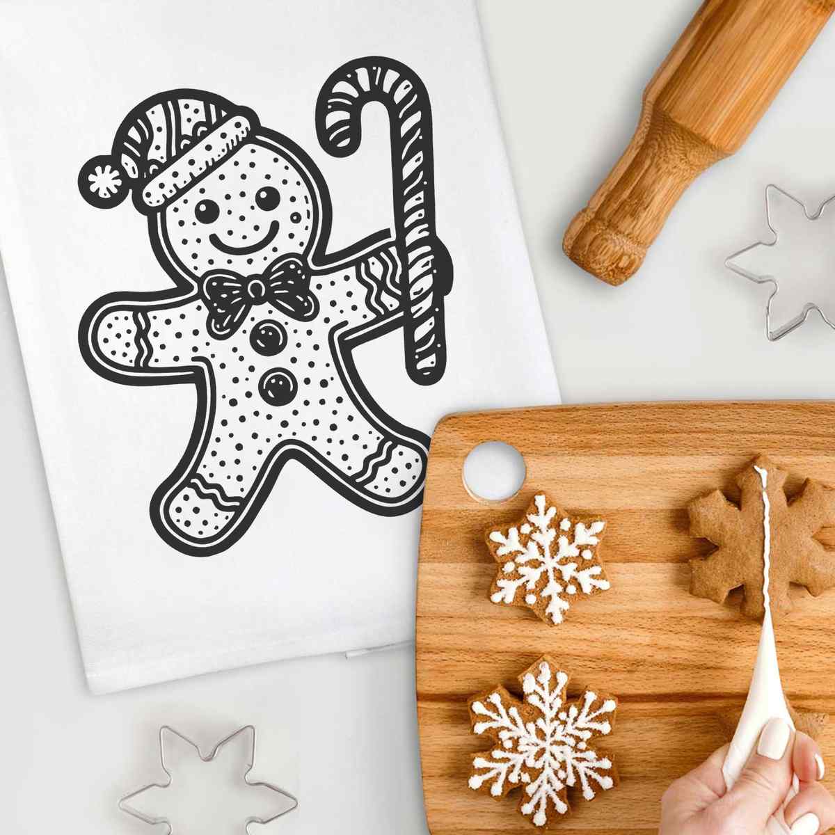 Geschirrtuch/Geschirrtuch 'Lebkuchenmann mit Zuckerstange' aus Baumwolle (TW049595) - Bild 11 von 18