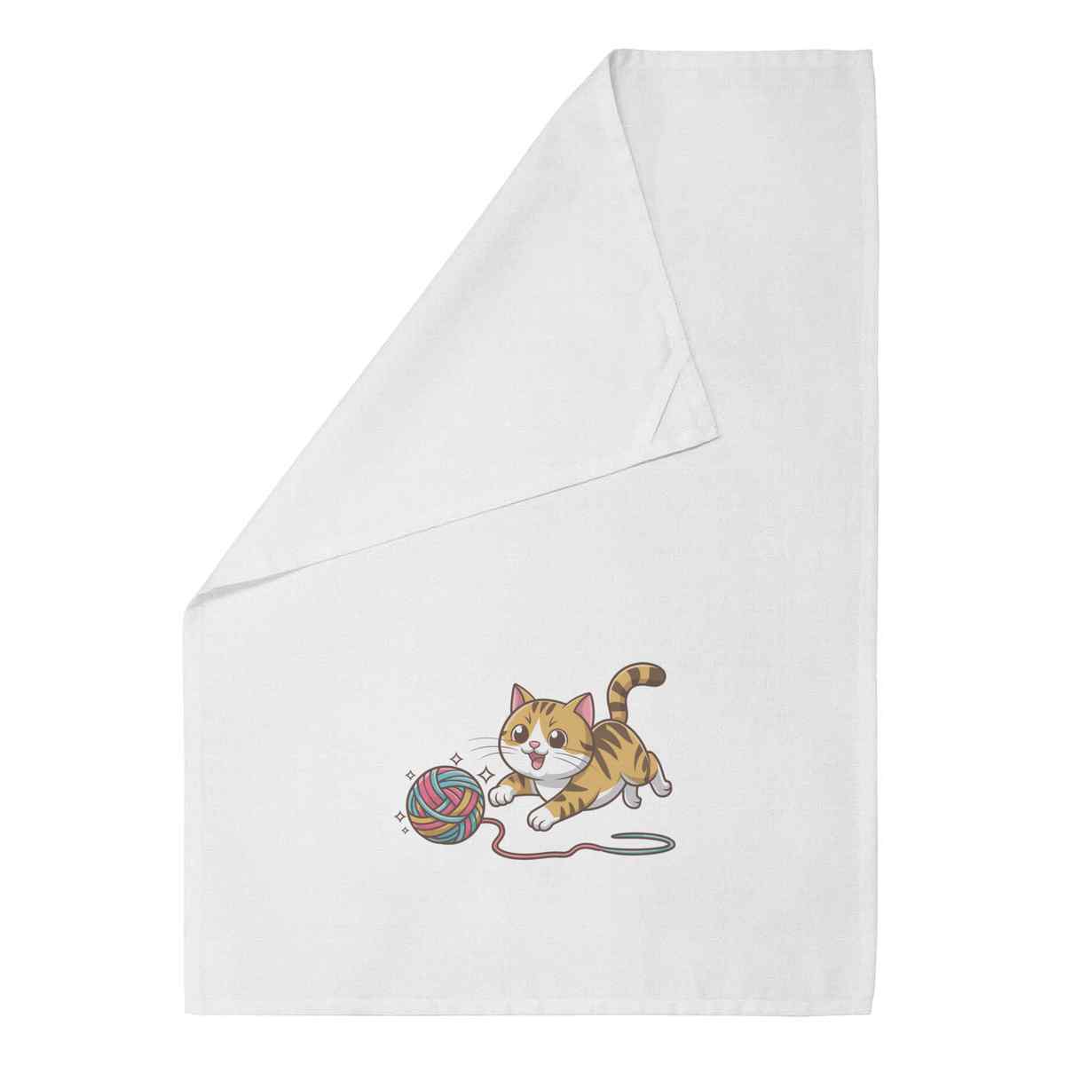 'Playful Cat' Cotton Tea Towel / Dish Cloth (TW050368)