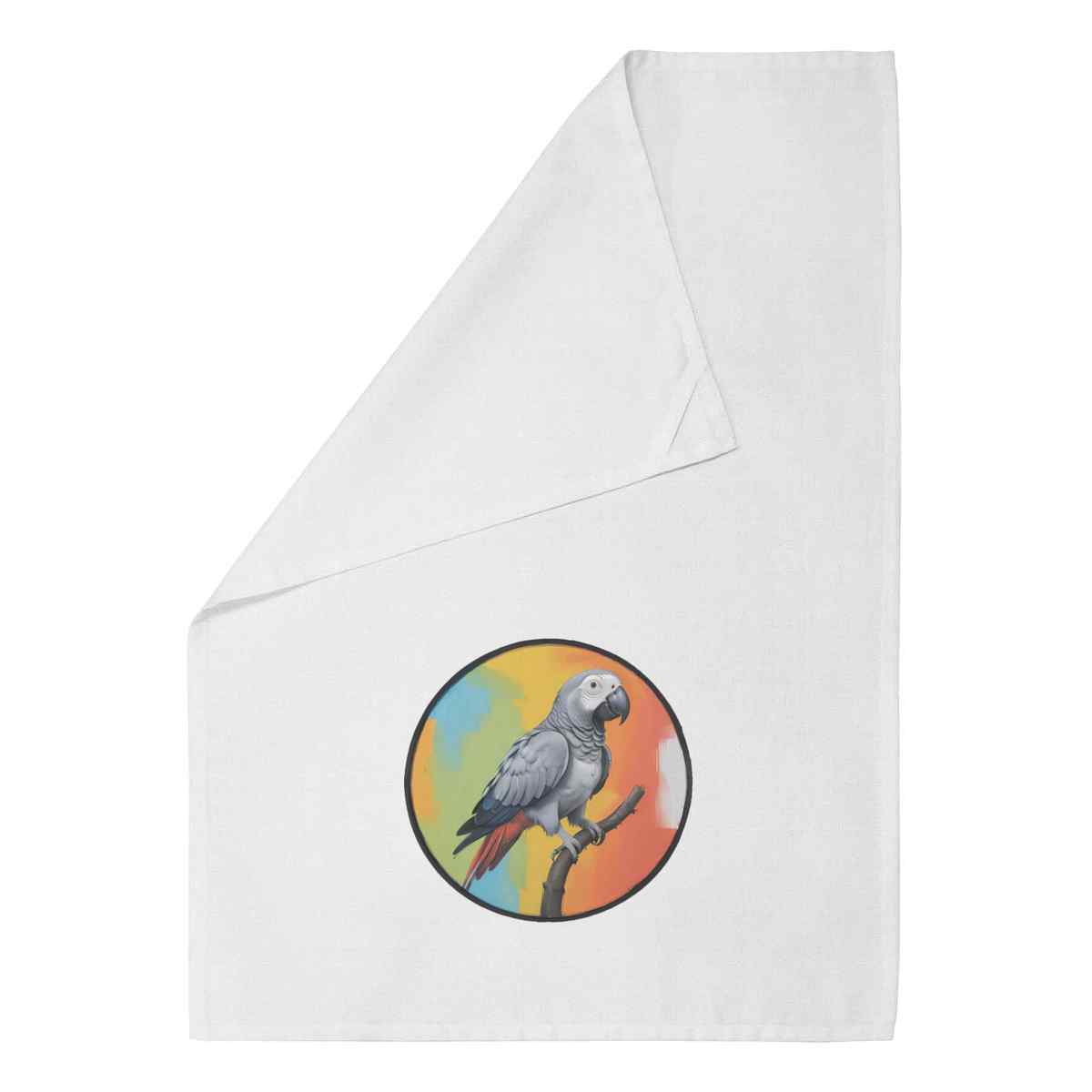'African Grey Parrot' Cotton Tea Towel / Dish Cloth (TW050633)