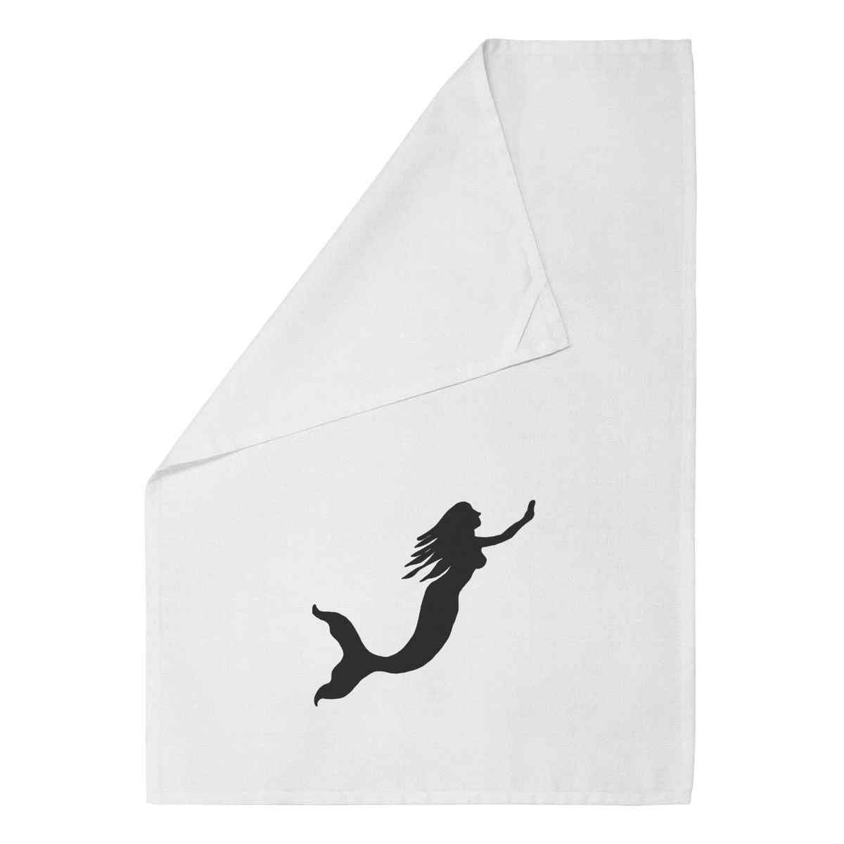 'Mermaid Silhouette' Cotton Tea Towel / Dish Cloth (TW050913)