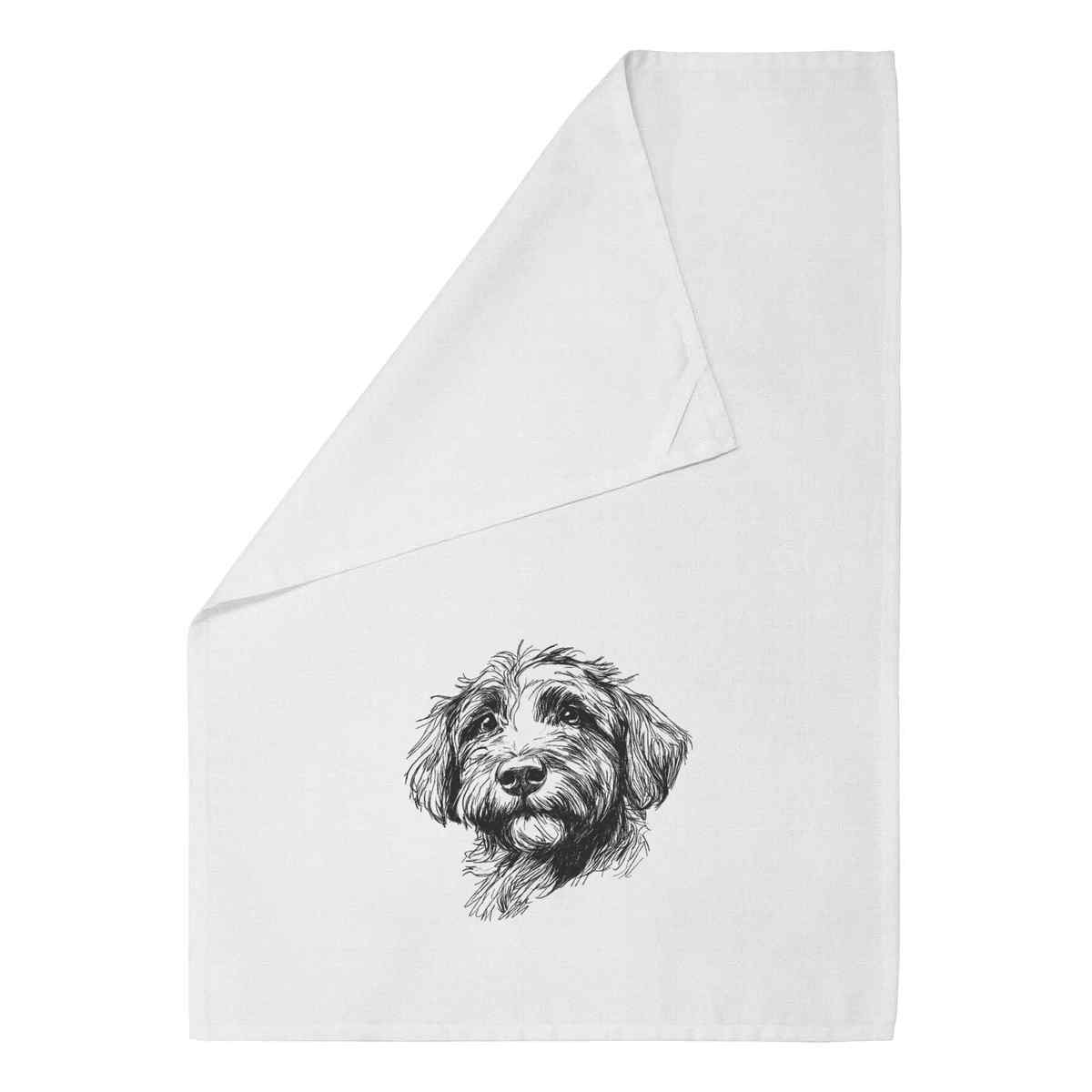 'Irish Doodle Puppy' White Cotton Tea Towel / Dish Cloth (TW00061993)