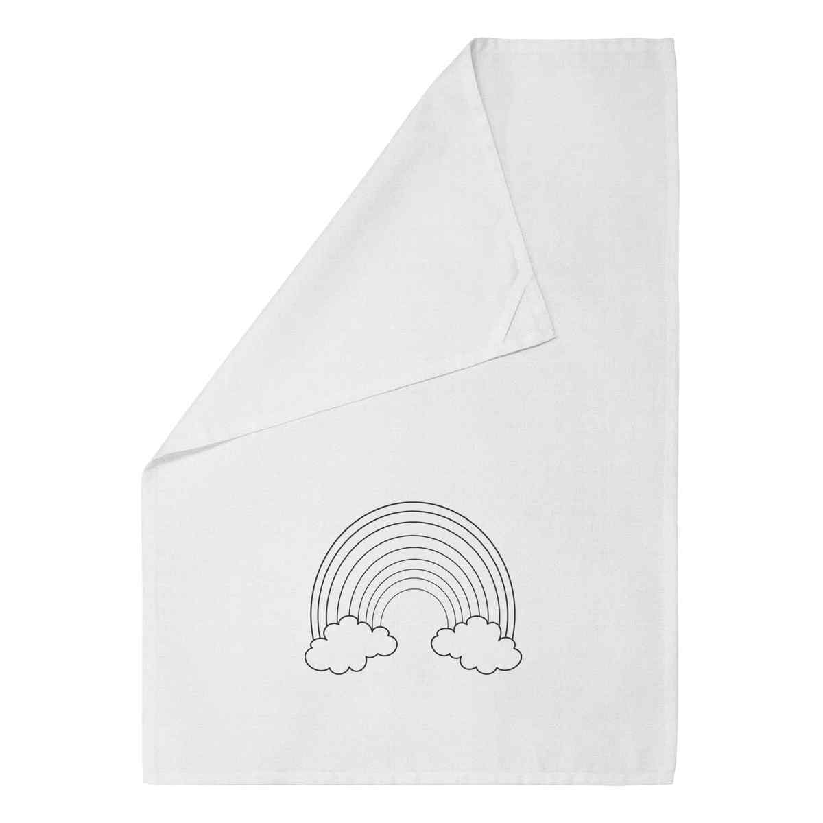 'Cute Rainbow' White Cotton Tea Towel / Dish Cloth (TW00062343)
