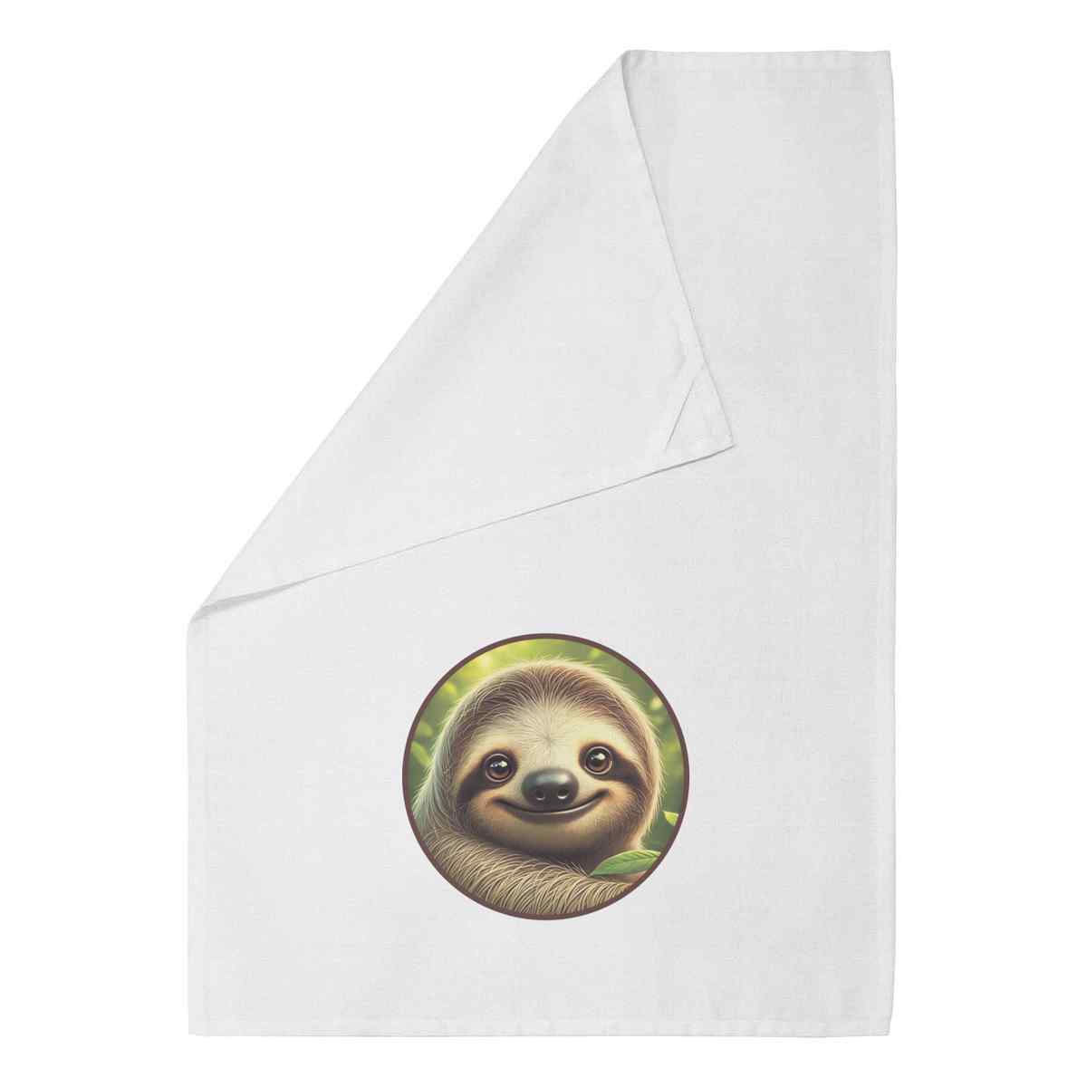 'Smiling Sloth' Cotton Tea Towel / Dish Cloth (TW051817)