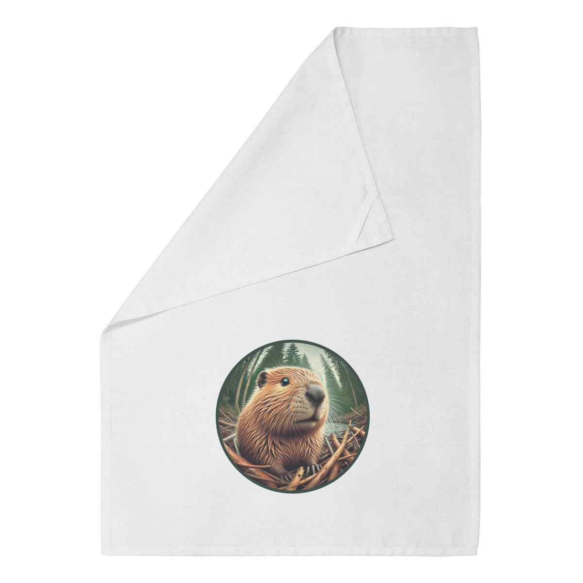 'Busy Beaver' Cotton Tea Towel / Dish Cloth (TW051847)