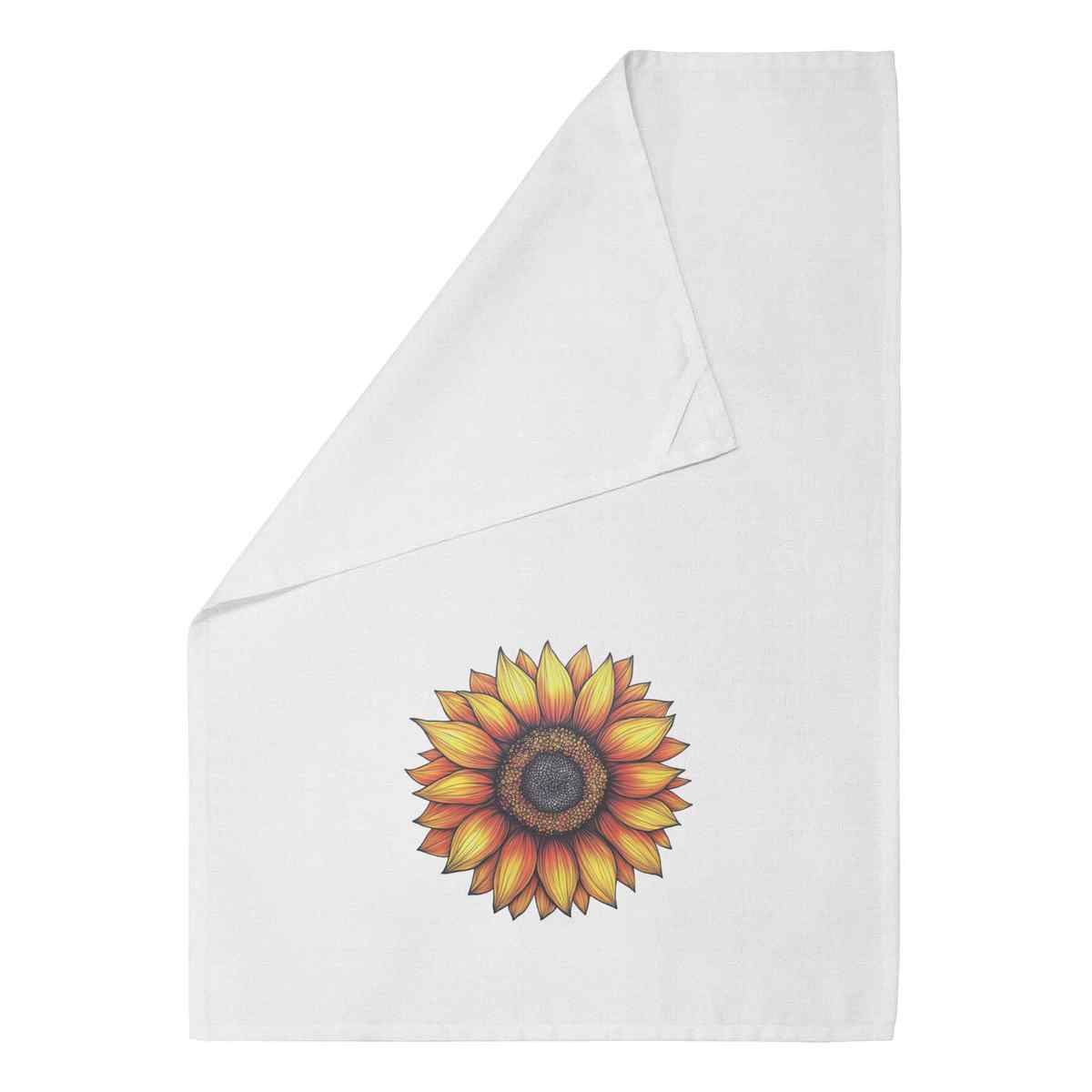 'Vibrant Sunflower Head' Cotton Tea Towel / Dish Cloth (TW052192)