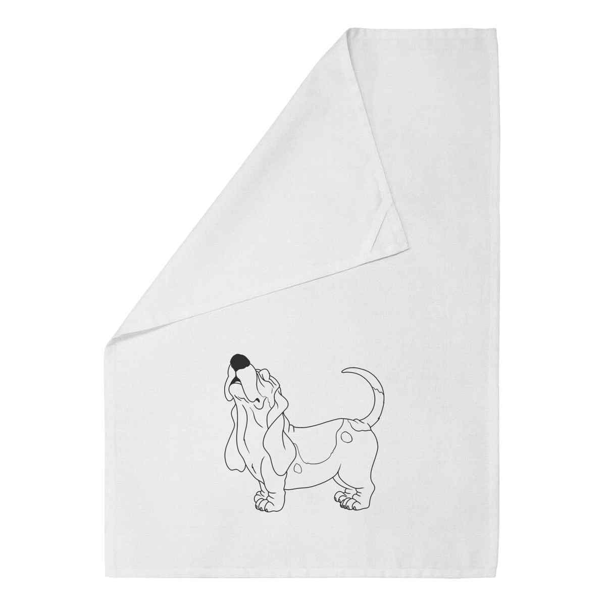 'Basset Hound Howl' Cotton Tea Towel / Dish Cloth (TW052667)