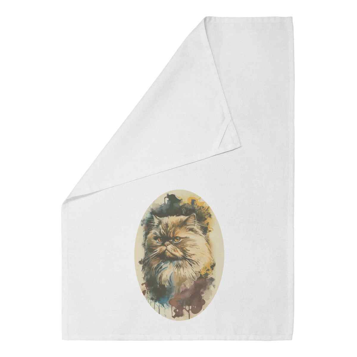 'Persian Cat Portrait' Cotton Tea Towel / Dish Cloth (TW052828)