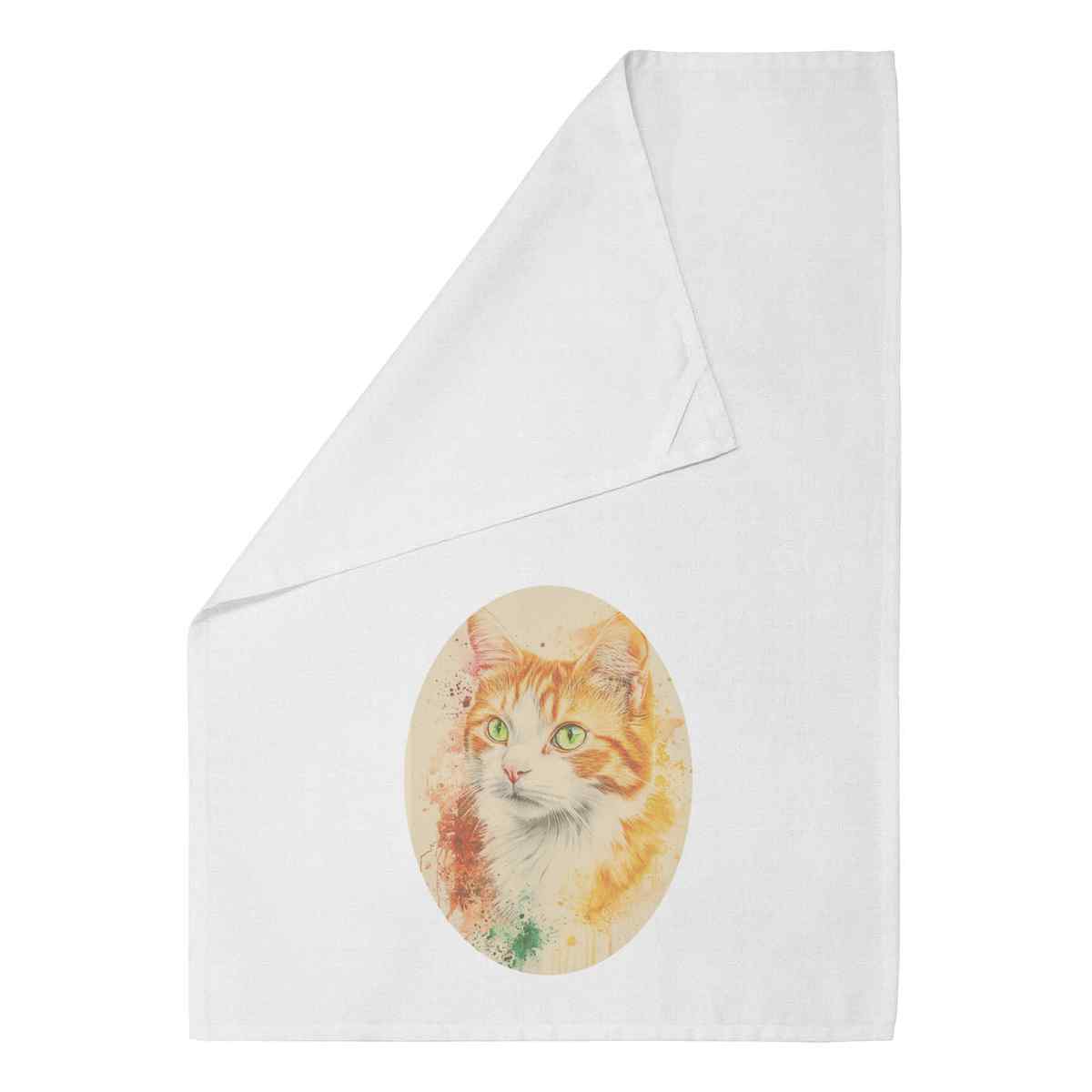 'Turkish Cat Portrait' Cotton Tea Towel / Dish Cloth (TW052835)