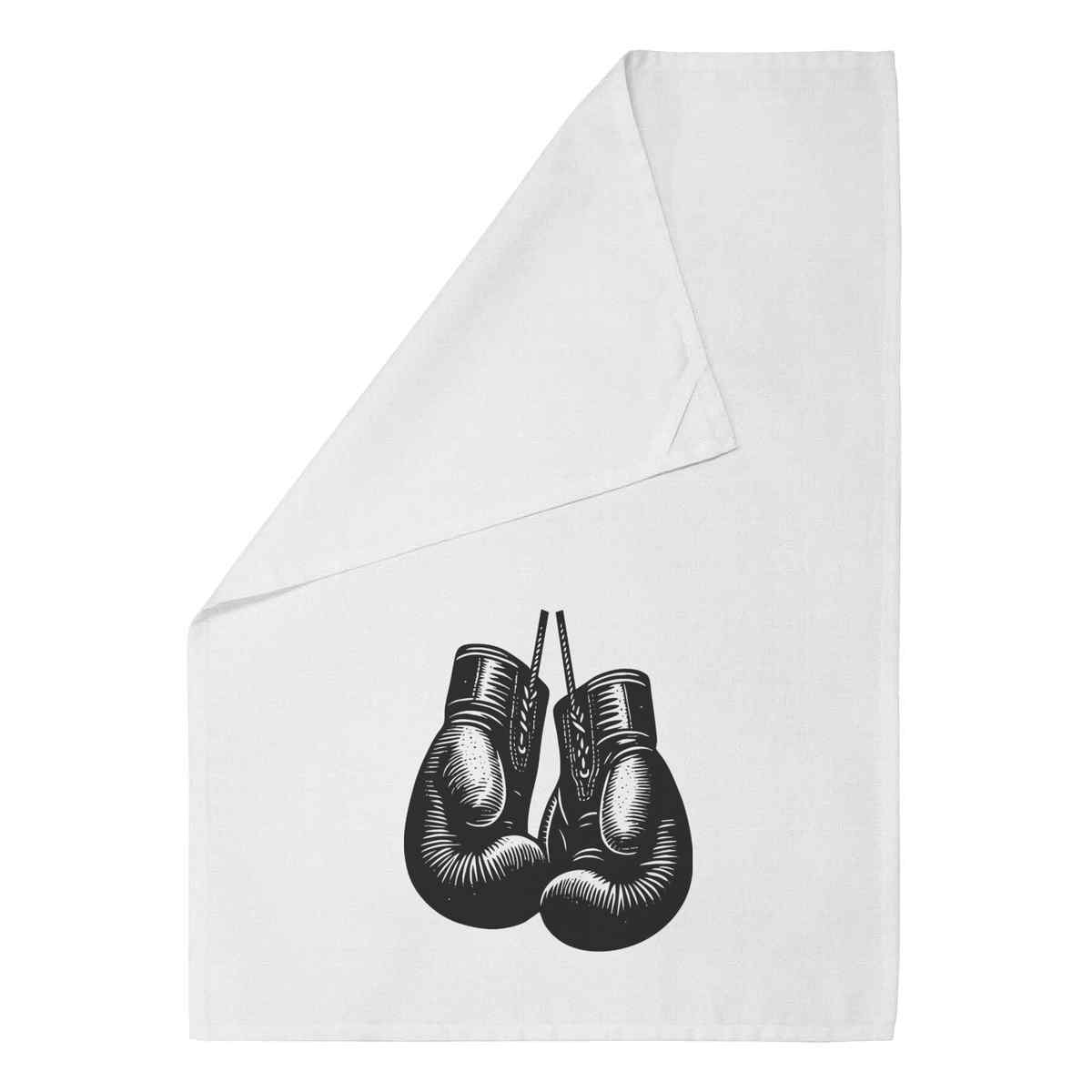 'Boxing Gloves' Cotton Tea Towel / Dish Cloth - White - Kitchen Towel for Drying, Baking, Cooking and Home Decor (TW00065977)