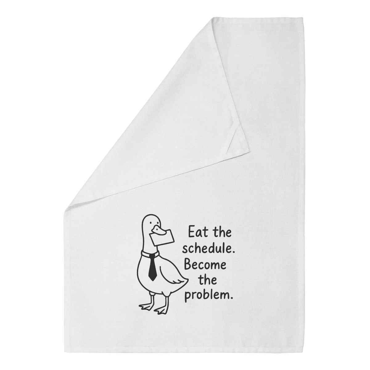 'Eat the Schedule' Cotton Tea Towel / Dish Cloth (TW054095)