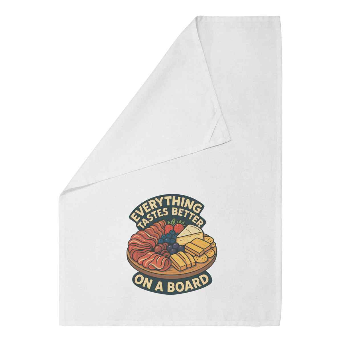 'Everything Tastes Better On A Board' Cotton Tea Towel / Dish Cloth (TW054188)