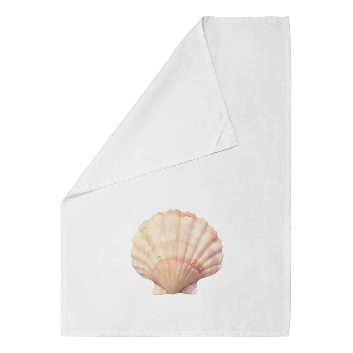 'Scallop Shell' Cotton Tea Towel / Dish Cloth (TW054288)