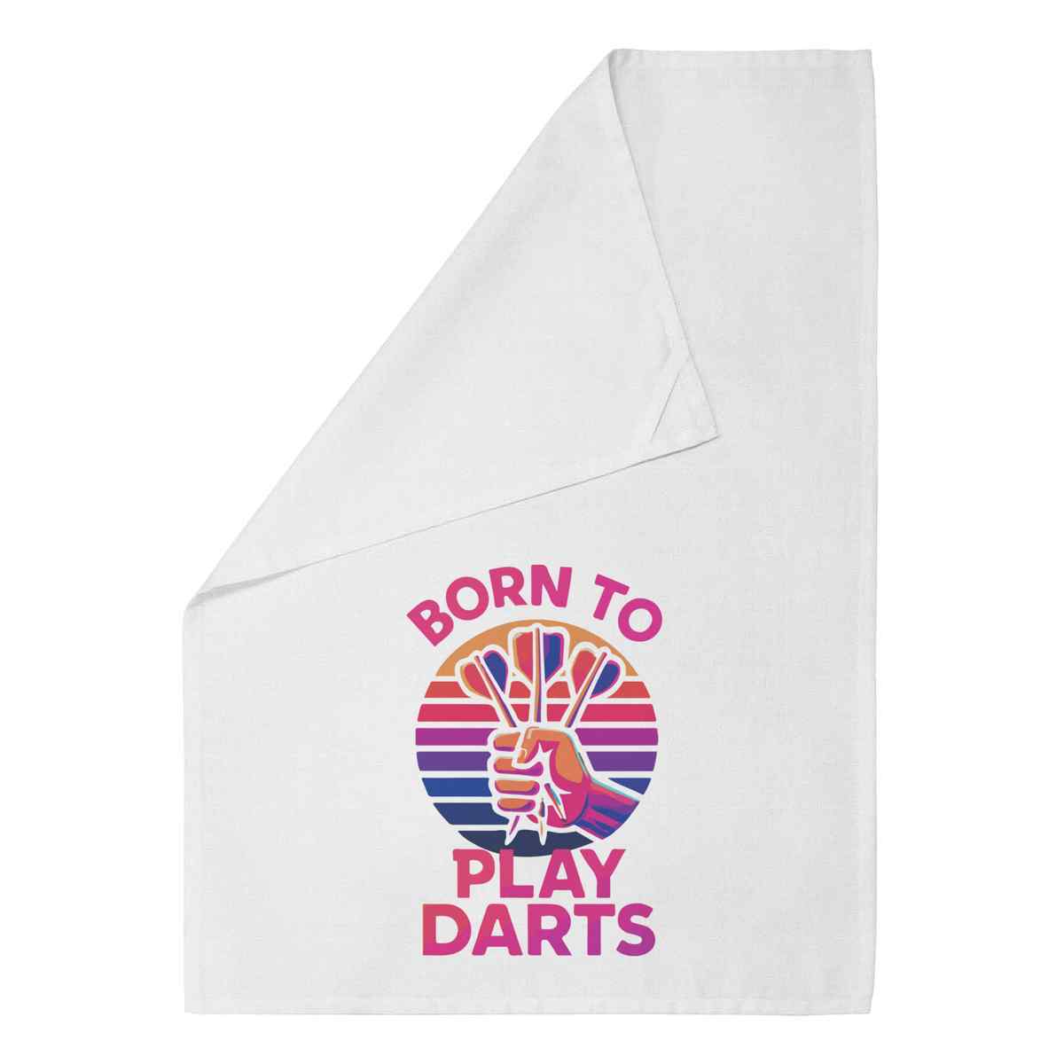 'Born To Play Darts' Cotton Tea Towel / Dish Cloth (TW054468)