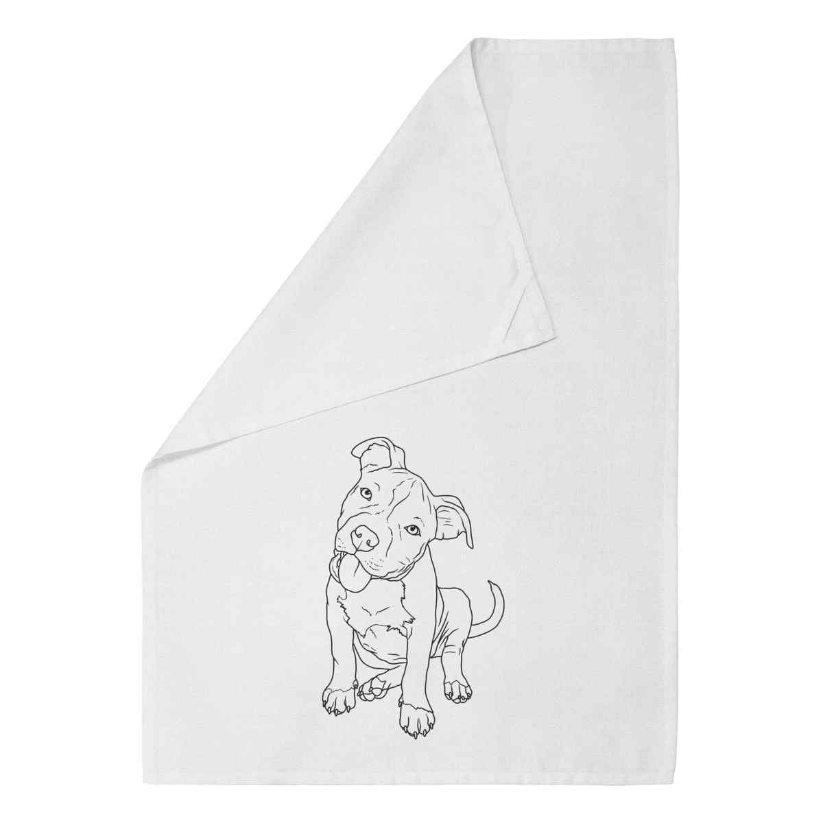 'Adorable Pitbull Puppy' White Cotton Tea Towel / Dish Cloth (TW00067905)