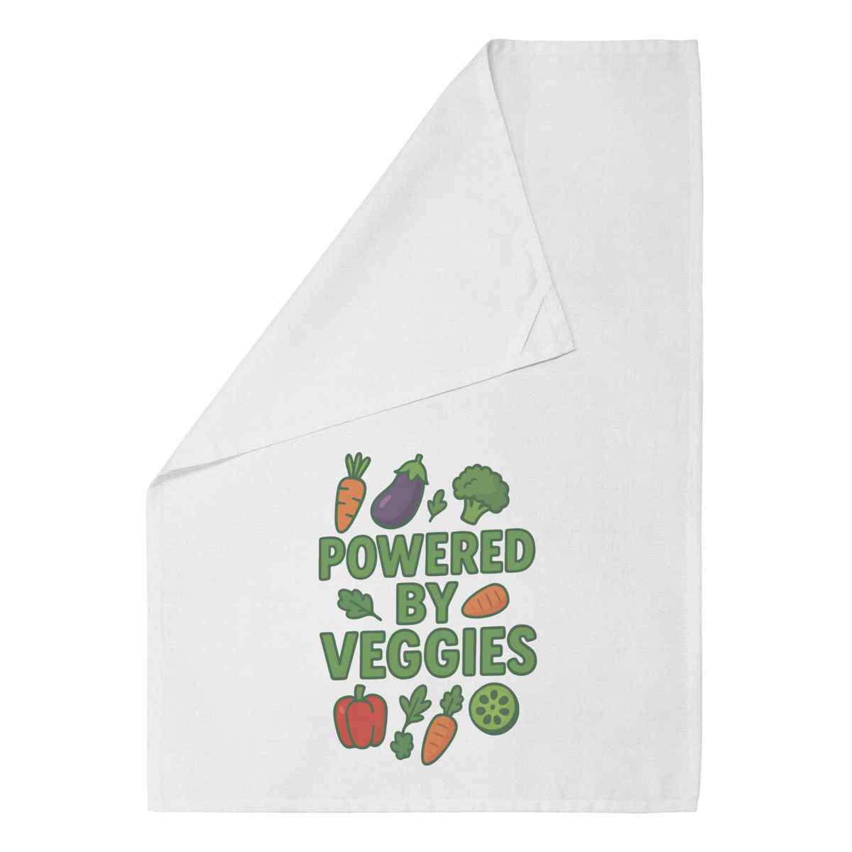 'Powered By Veggies' Cotton Tea Towel / Dish Cloth (TW054886)