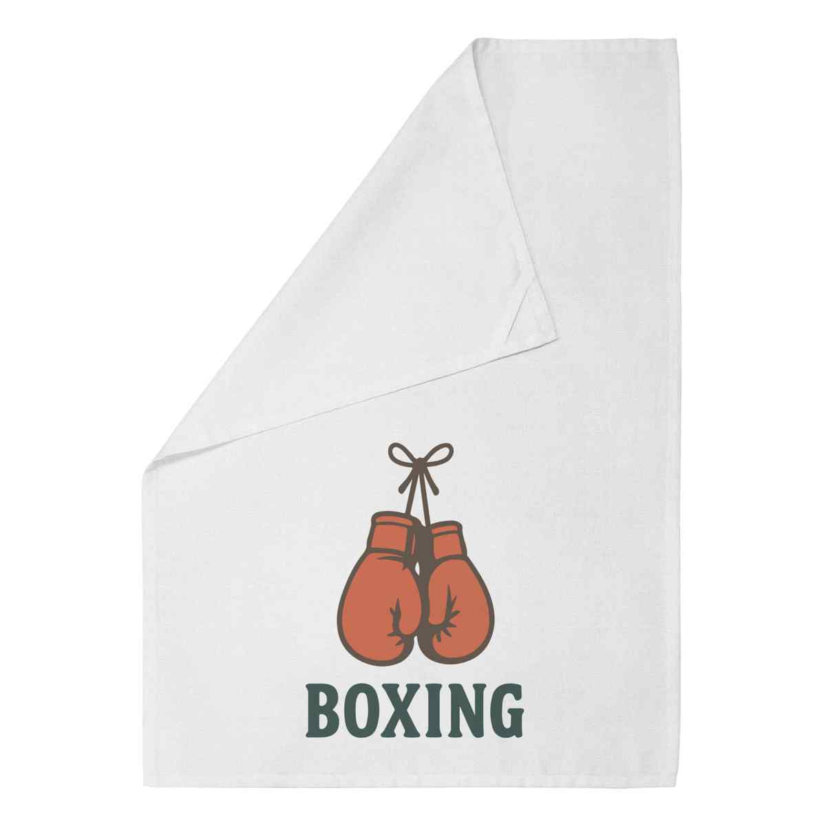 'Boxing Gloves' Cotton Tea Towel / Dish Cloth - White - Kitchen Towel for Drying, Baking, Cooking and Home Decor (TW00069143)