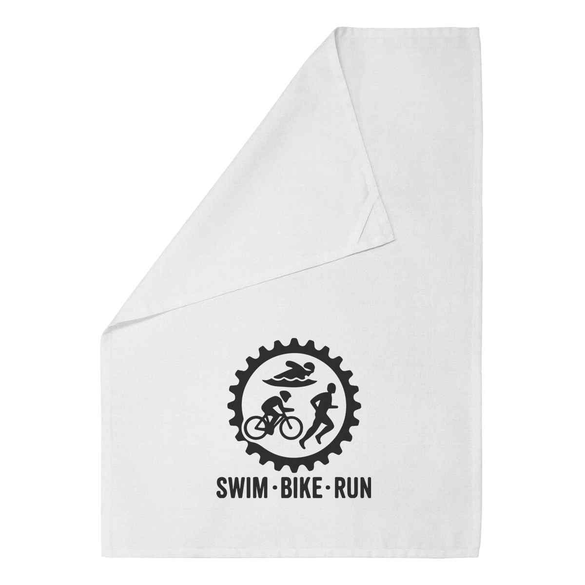 'Swim Bike Run Triathlon' Cotton Tea Towel / Dish Cloth (TW056643)