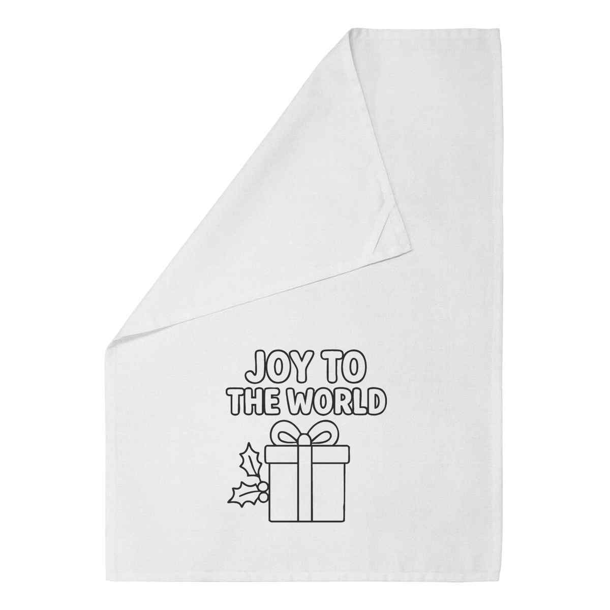 'Joy to the world' Cotton Tea Towel / Dish Cloth - White - Kitchen Towel for Drying, Baking, Cooking and Home Decor (TW00072635)