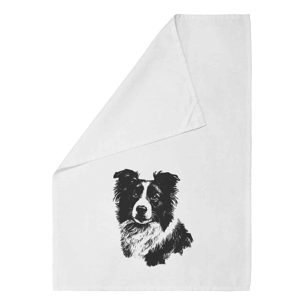 'Vintage Border Collie' Cotton Tea Towel / Dish Cloth (TW057370)