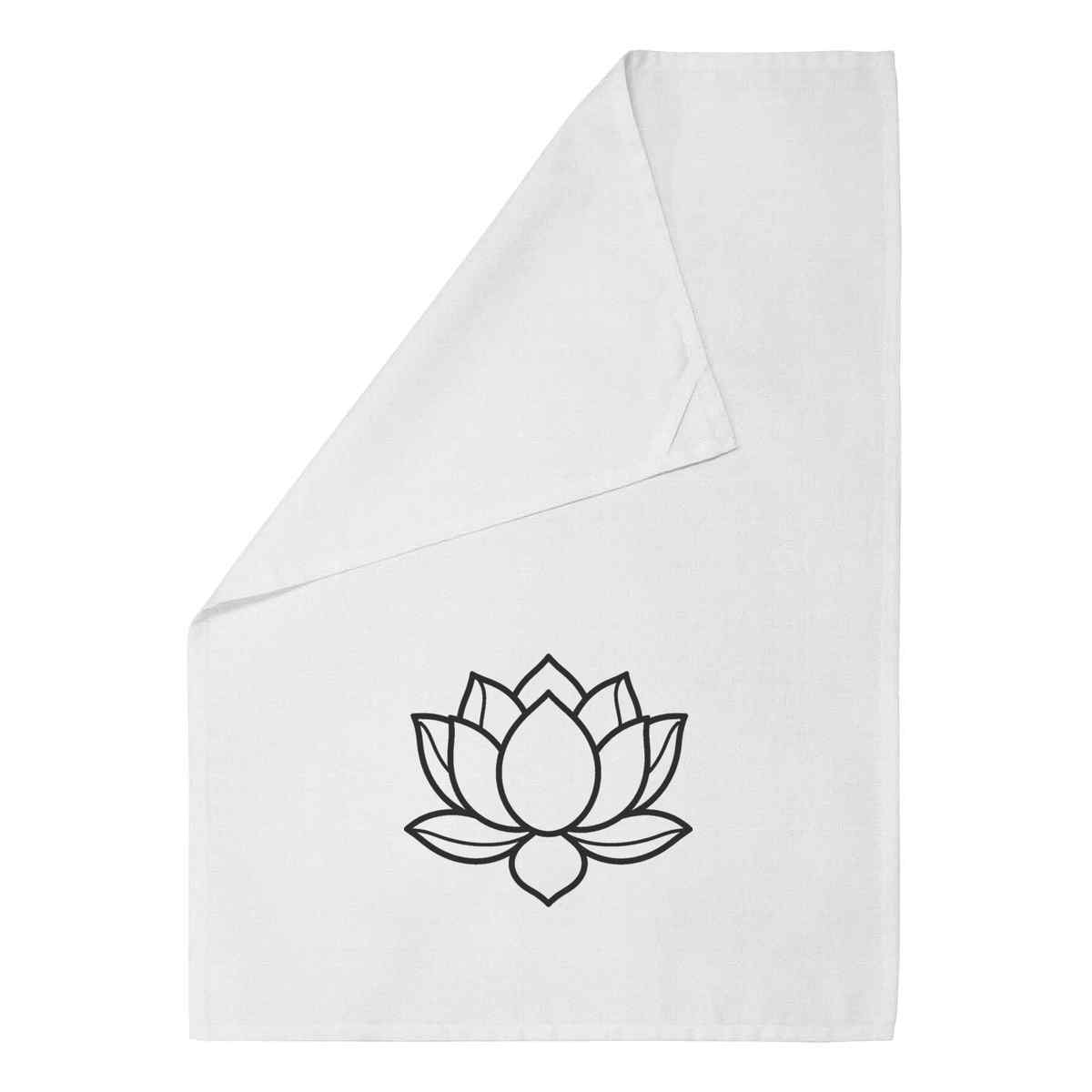 'Lotus Flower Line Art' Cotton Tea / Dish Towel - For Drying, Baking, Cooking and Kitchen Decor (TW060344)