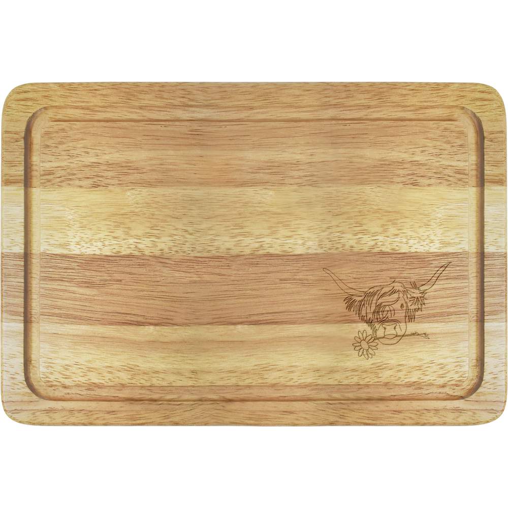 'Highland Cow With Flower' Wooden Boards (WB022120)