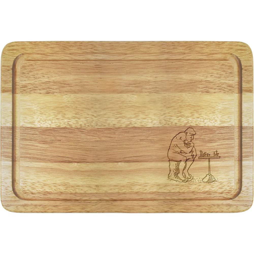 'Statue Playing Chess' Wooden Chopping / Cutting Board (WB00015794)