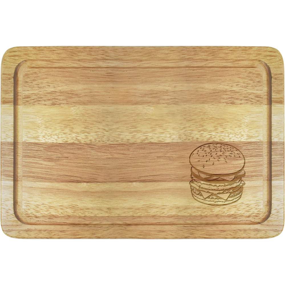 'Tasty Cheese Burger' Chopping / Serving Board - Wooden Cutting / Serving Board for Kitchens, Food Prep and Gifts (WB043876)