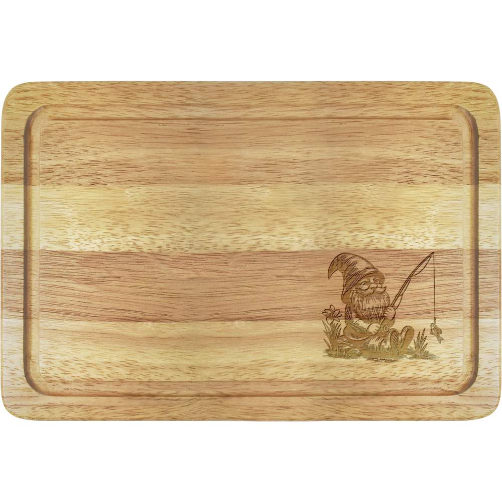 'Garden Gnome With Fishing Rod' Wooden Boards (WB047927)