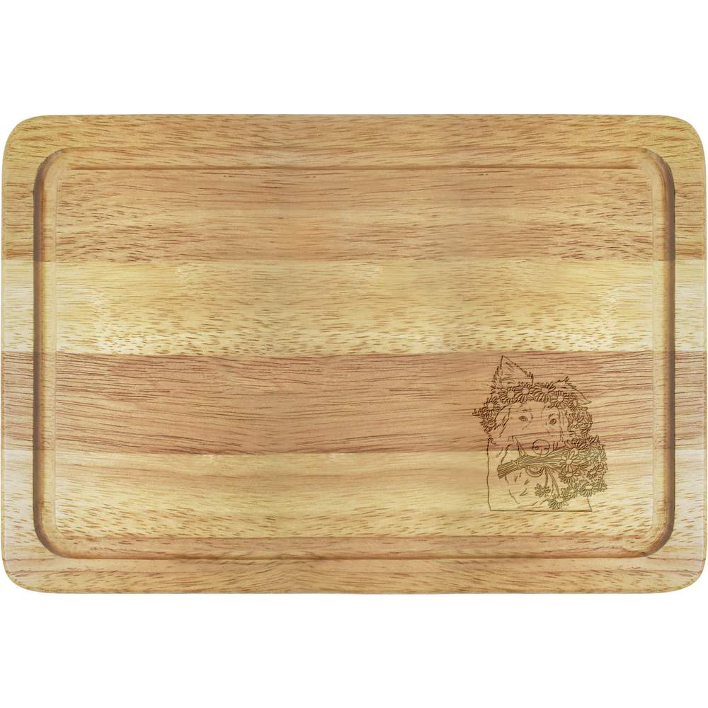 'Dog with Daisy Flowers' Wooden Boards (WB054640)