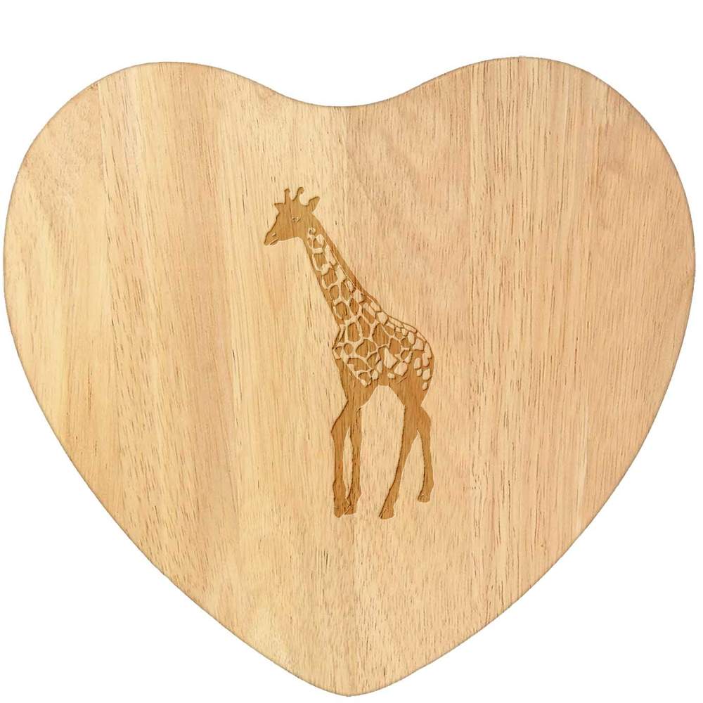 'Giraffe' Wooden Heart Shaped Chopping  / Cutting Board (WB00039530)
