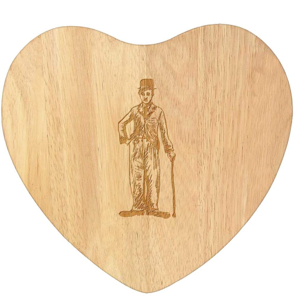 'Charlie Chaplin' Wooden Heart Shaped Chopping  / Cutting Board (WB00040562)