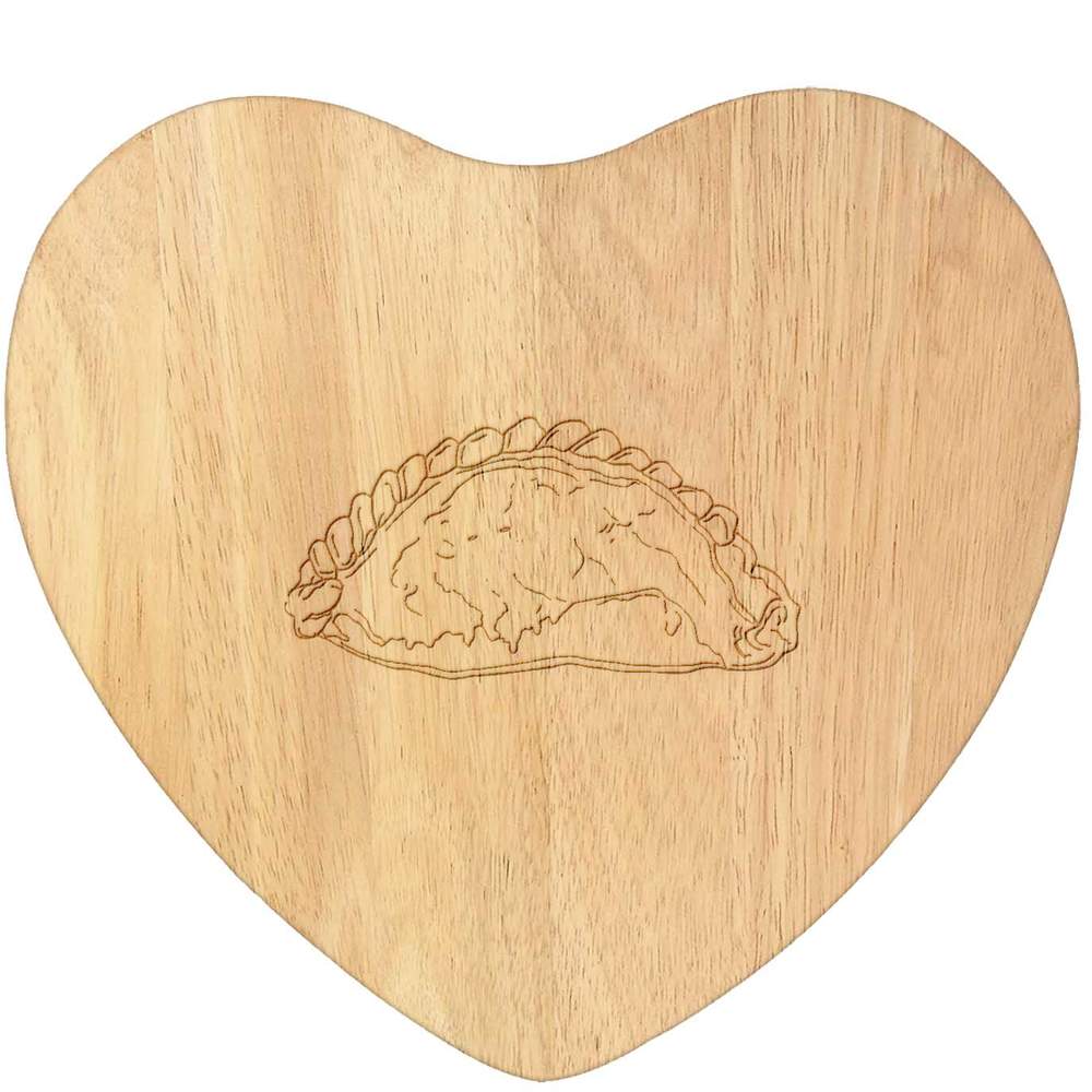 'Cornish Pasty' Wooden Heart Shaped Chopping  / Cutting Board (WB00041655)