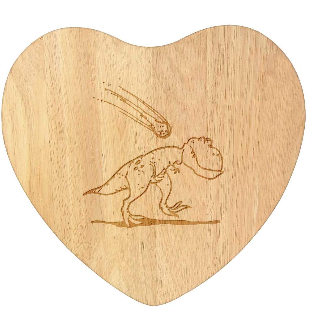 'Dinosaur & Meteorite' Wooden Heart Shaped Chopping  / Cutting Board (WB00048200)
