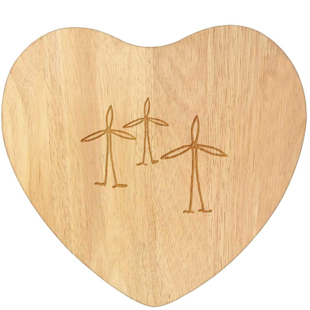 'Wind Turbines' Wooden Heart Shaped Chopping  / Cutting Board (WB00049233)